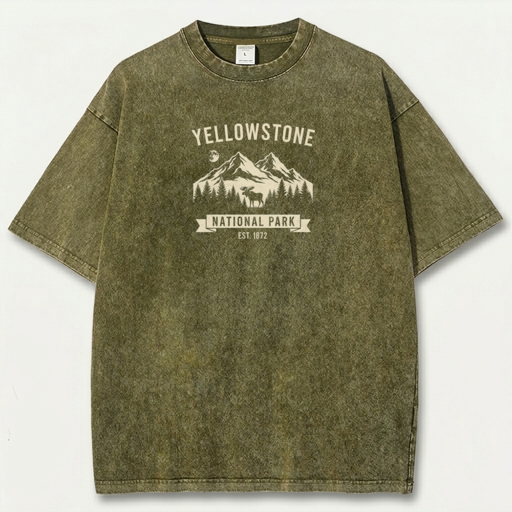 Yellowstone National Park Vintage Organic Cotton Trail Tee-HikeVista