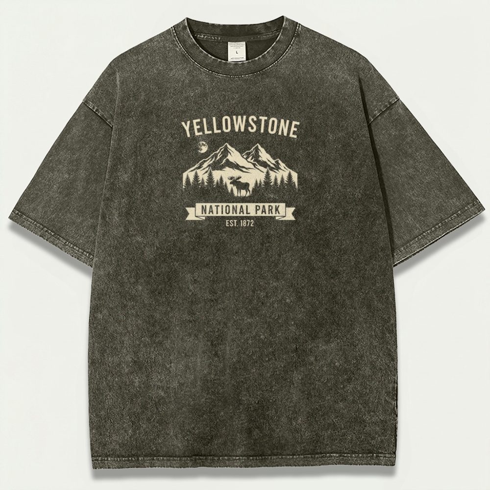 Yellowstone National Park Vintage Organic Cotton Trail Tee-HikeVista