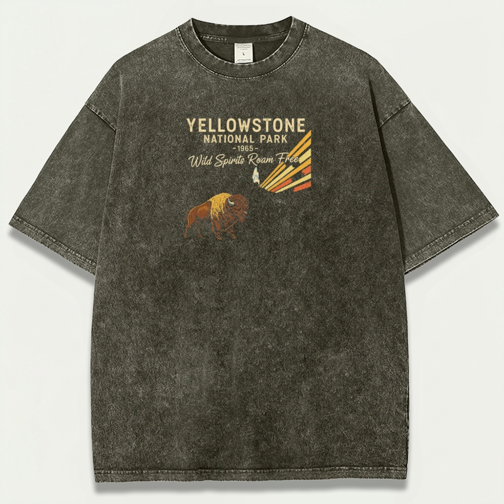 Yellowstone National Park Vintage Organic Cotton Trail Tee-HikeVista
