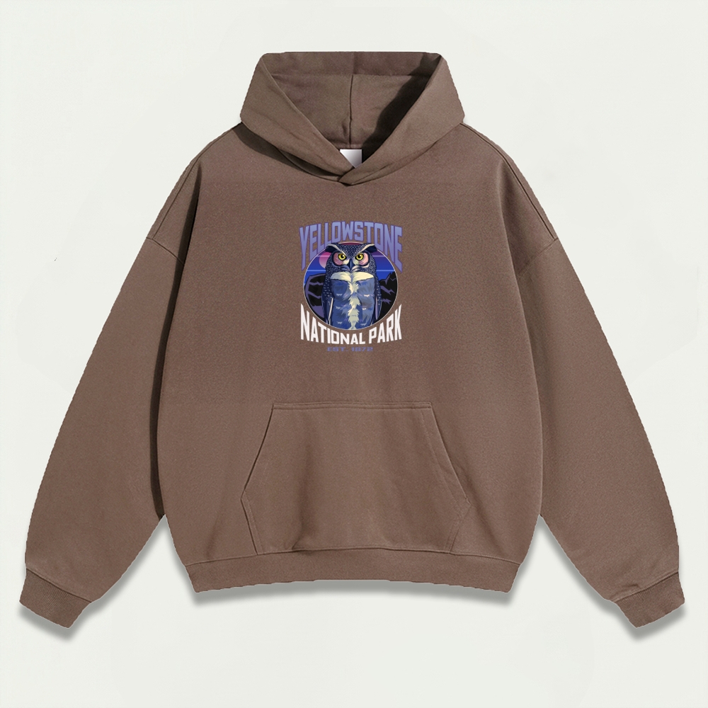 Yellowstone National Park Heavyweight Owl Hoodie-HikeVista