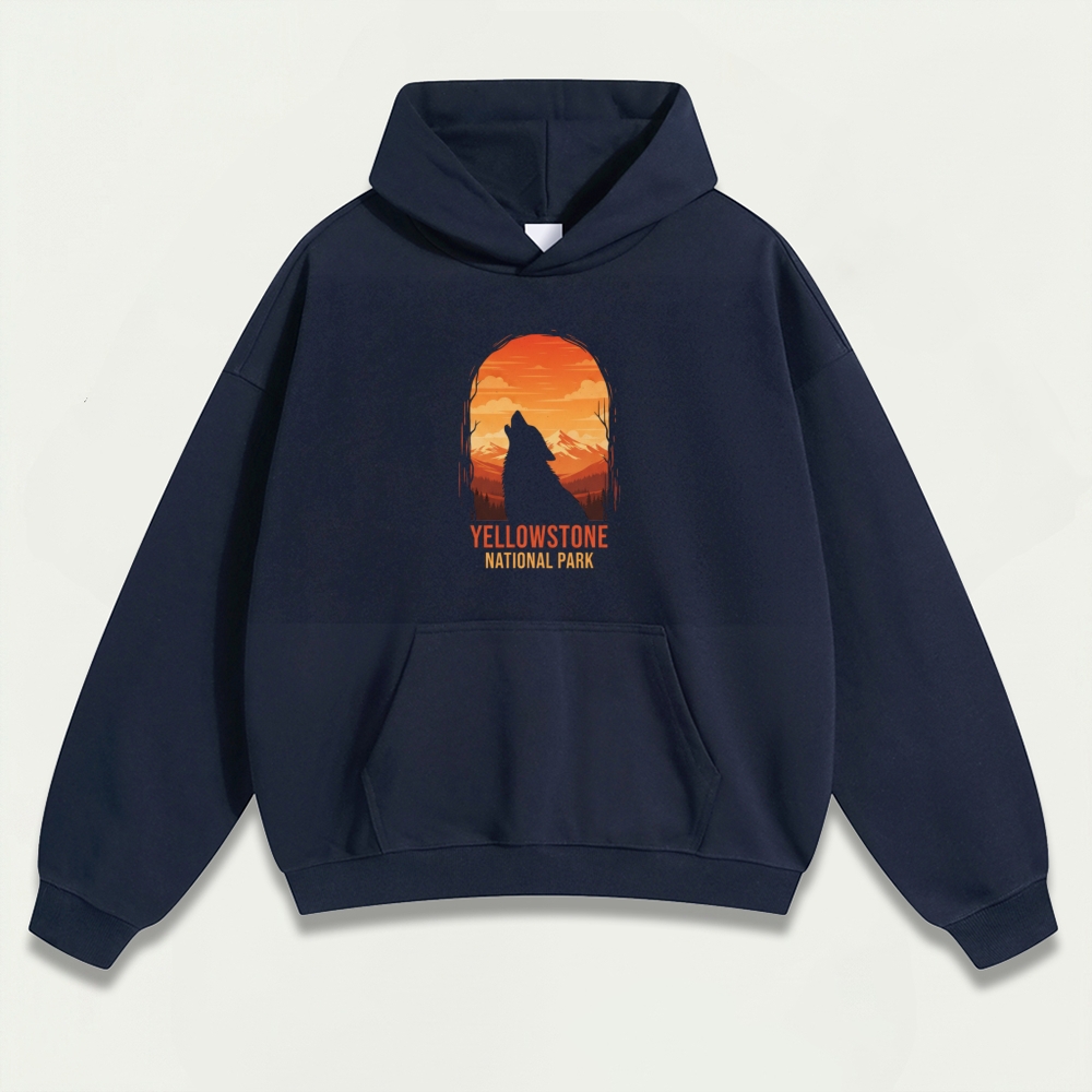 Yellowstone National Park Heavyweight Wolf Hoodie-HikeVista