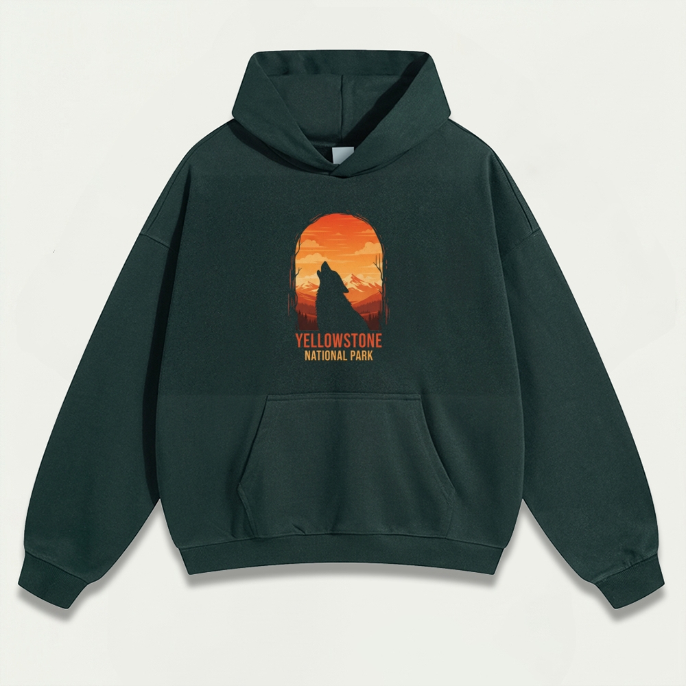 Yellowstone National Park Heavyweight Wolf Hoodie-HikeVista