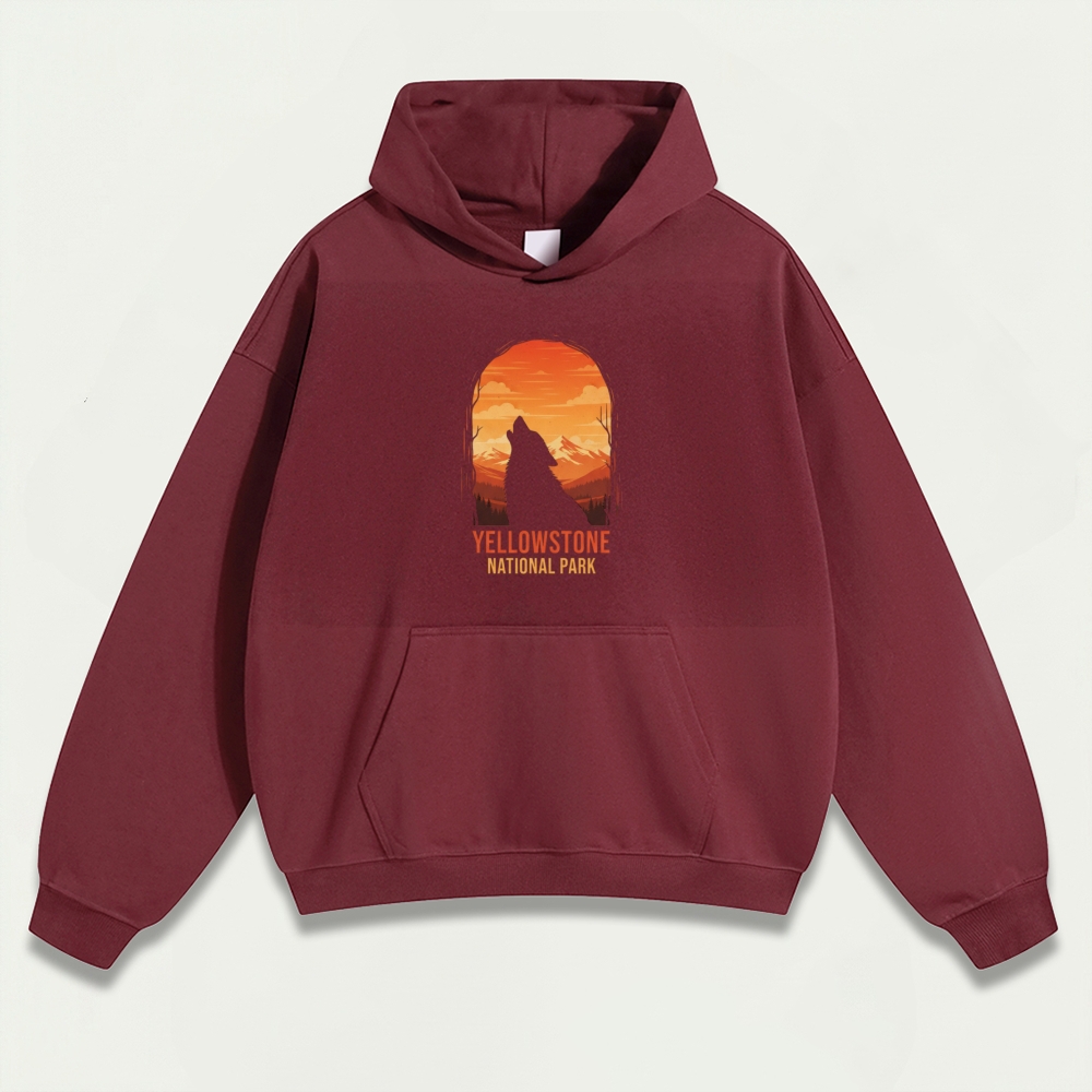 Yellowstone National Park Heavyweight Wolf Hoodie-HikeVista
