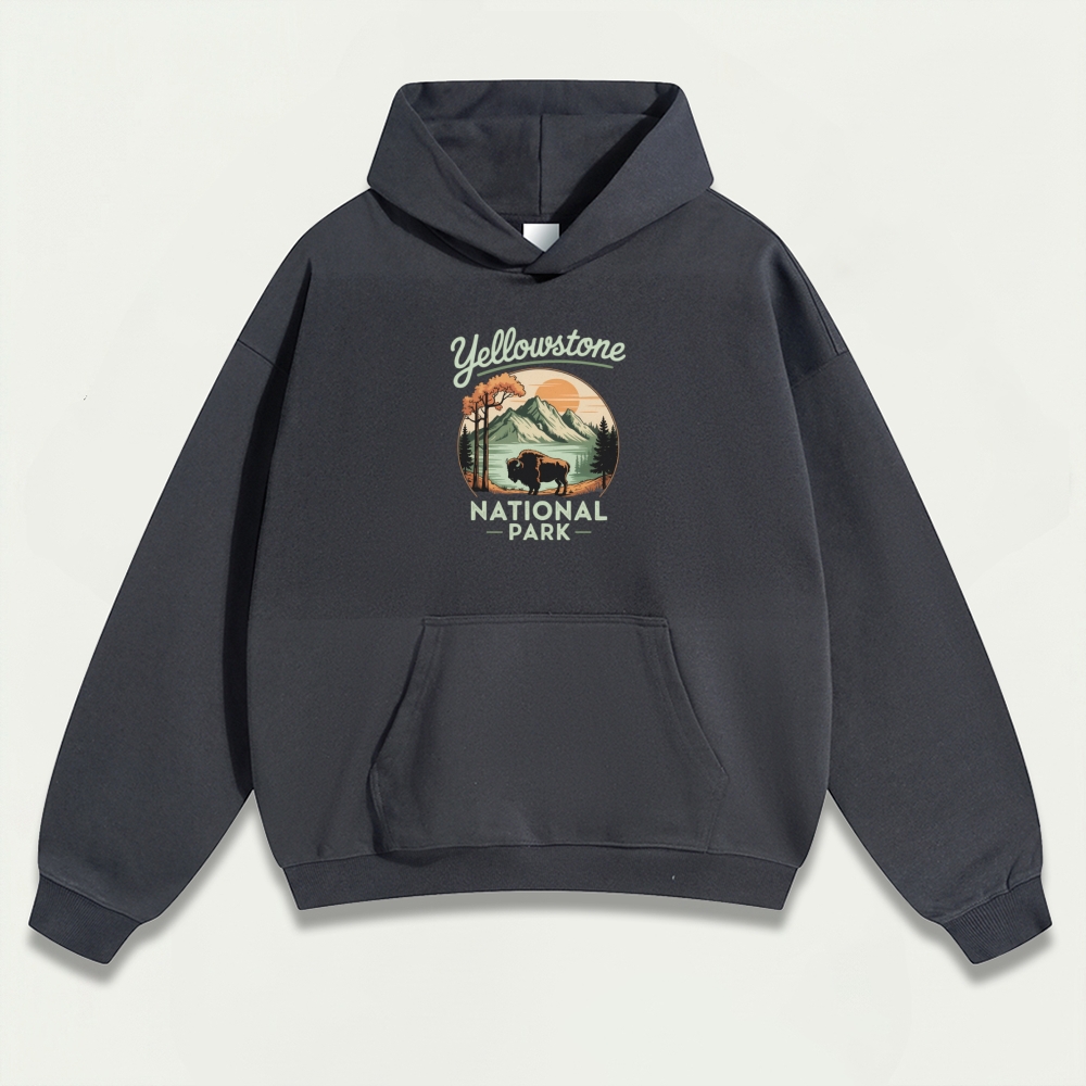 Yellowstone National Park Heavyweight Bison Hoodie-HikeVista