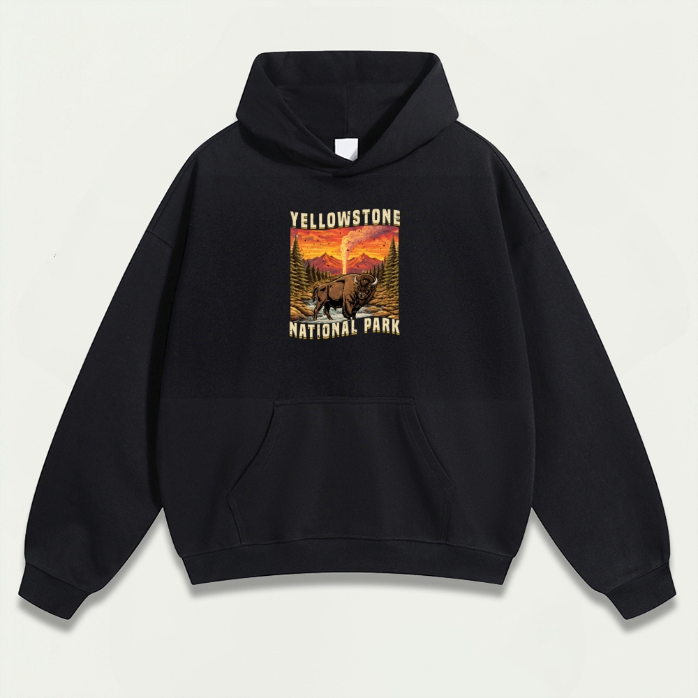 Yellowstone National Park Heavyweight Bison Hoodie-HikeVista