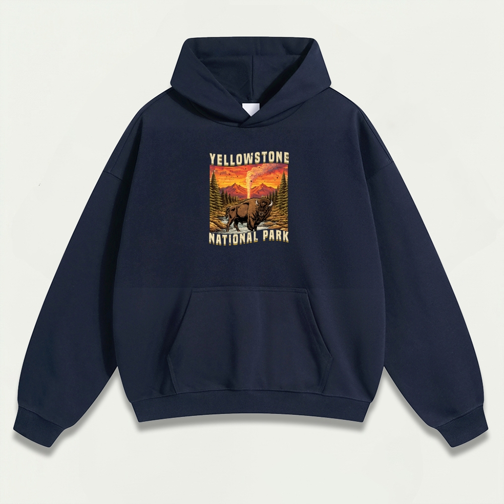 Yellowstone National Park Heavyweight Bison Hoodie-HikeVista