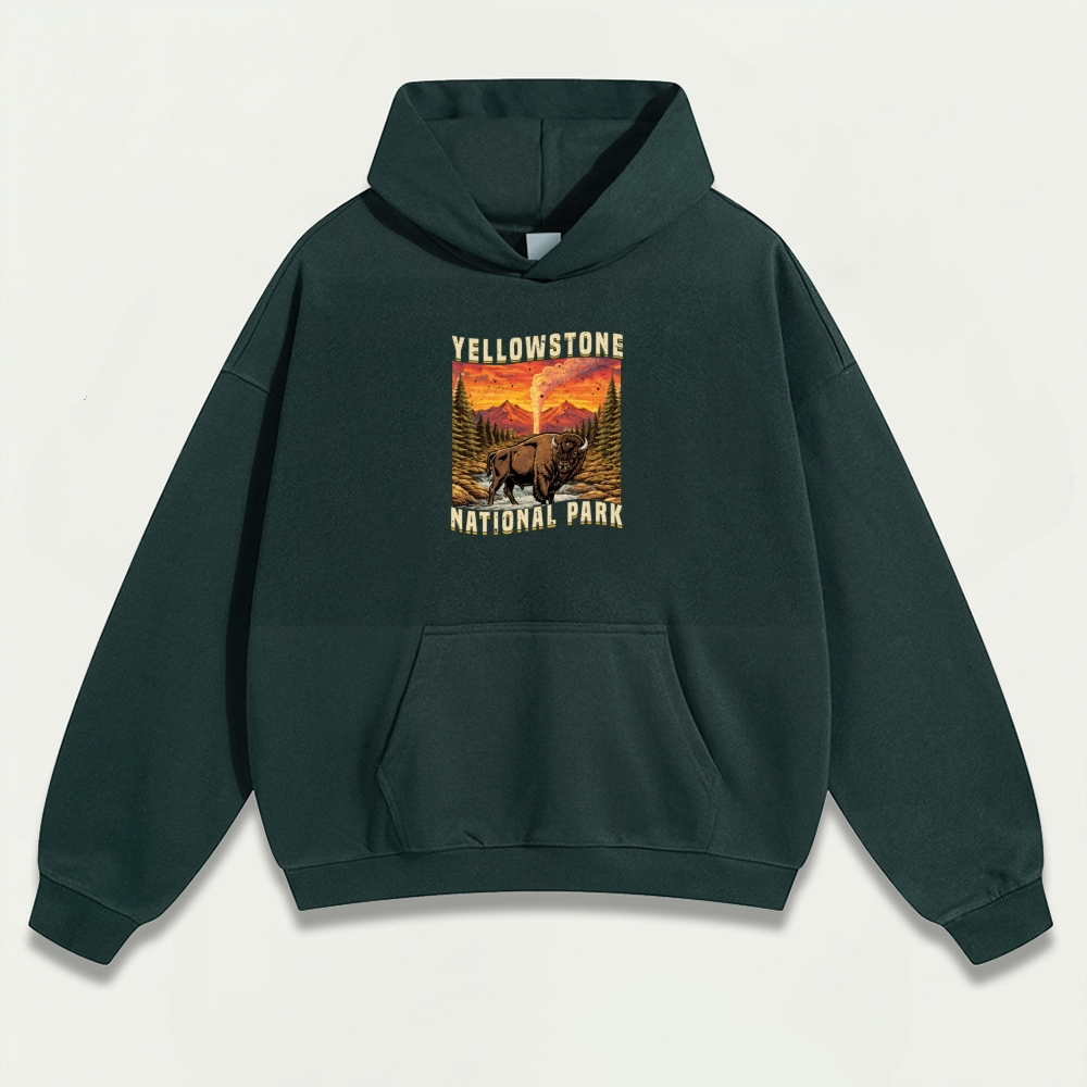 Yellowstone National Park Heavyweight Bison Hoodie-HikeVista