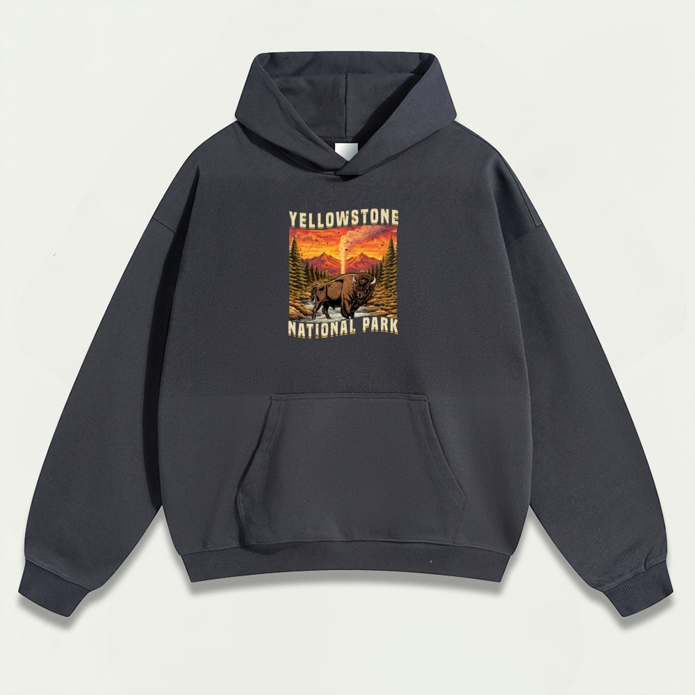 Yellowstone National Park Heavyweight Bison Hoodie-HikeVista
