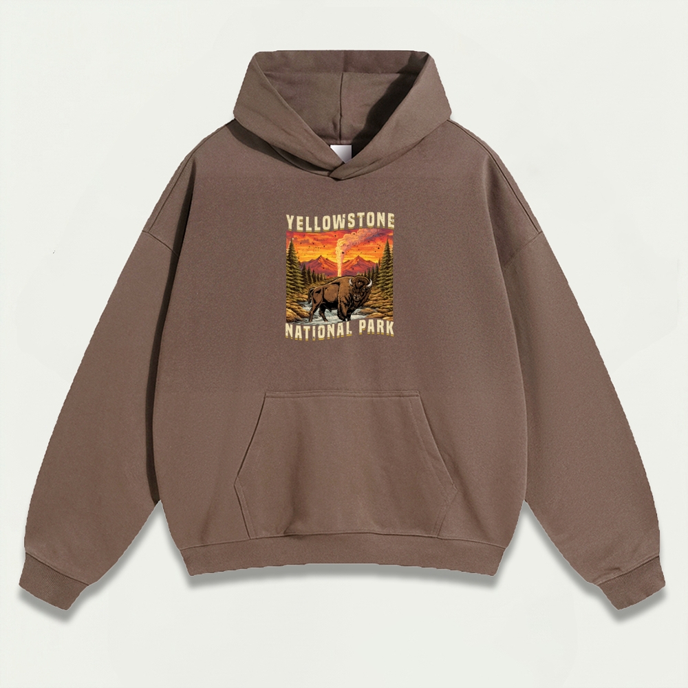 Yellowstone National Park Heavyweight Bison Hoodie-HikeVista