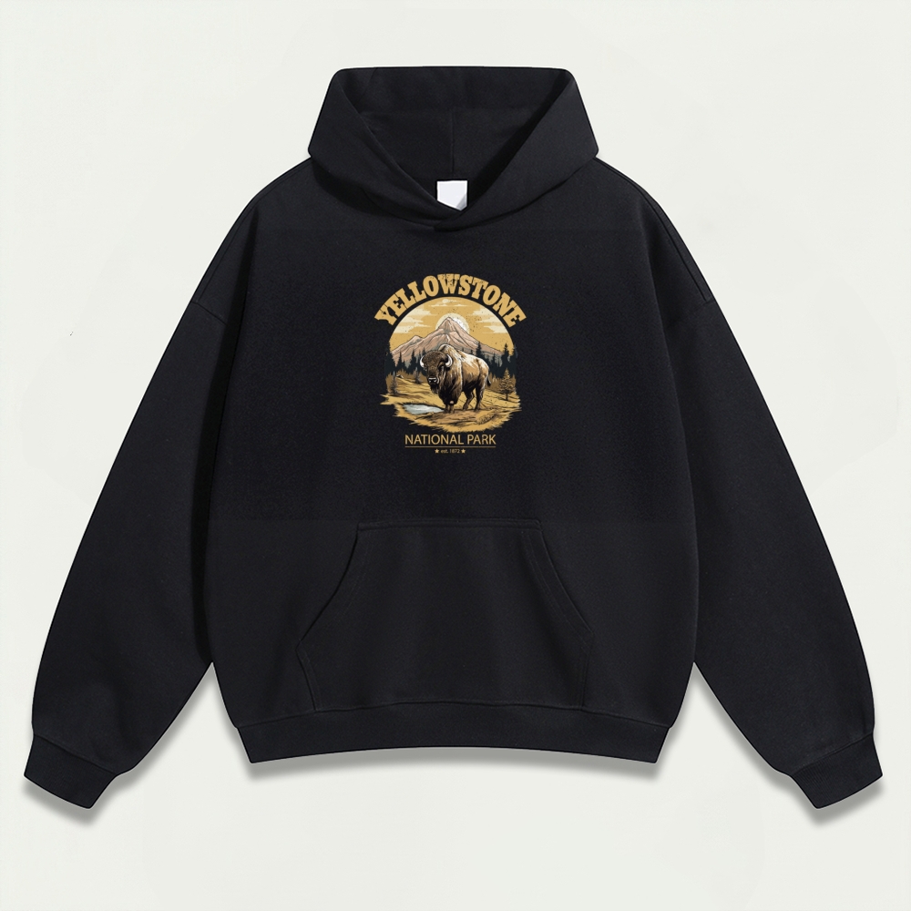 Yellowstone National Park Heavyweight Bison Hoodie-HikeVista