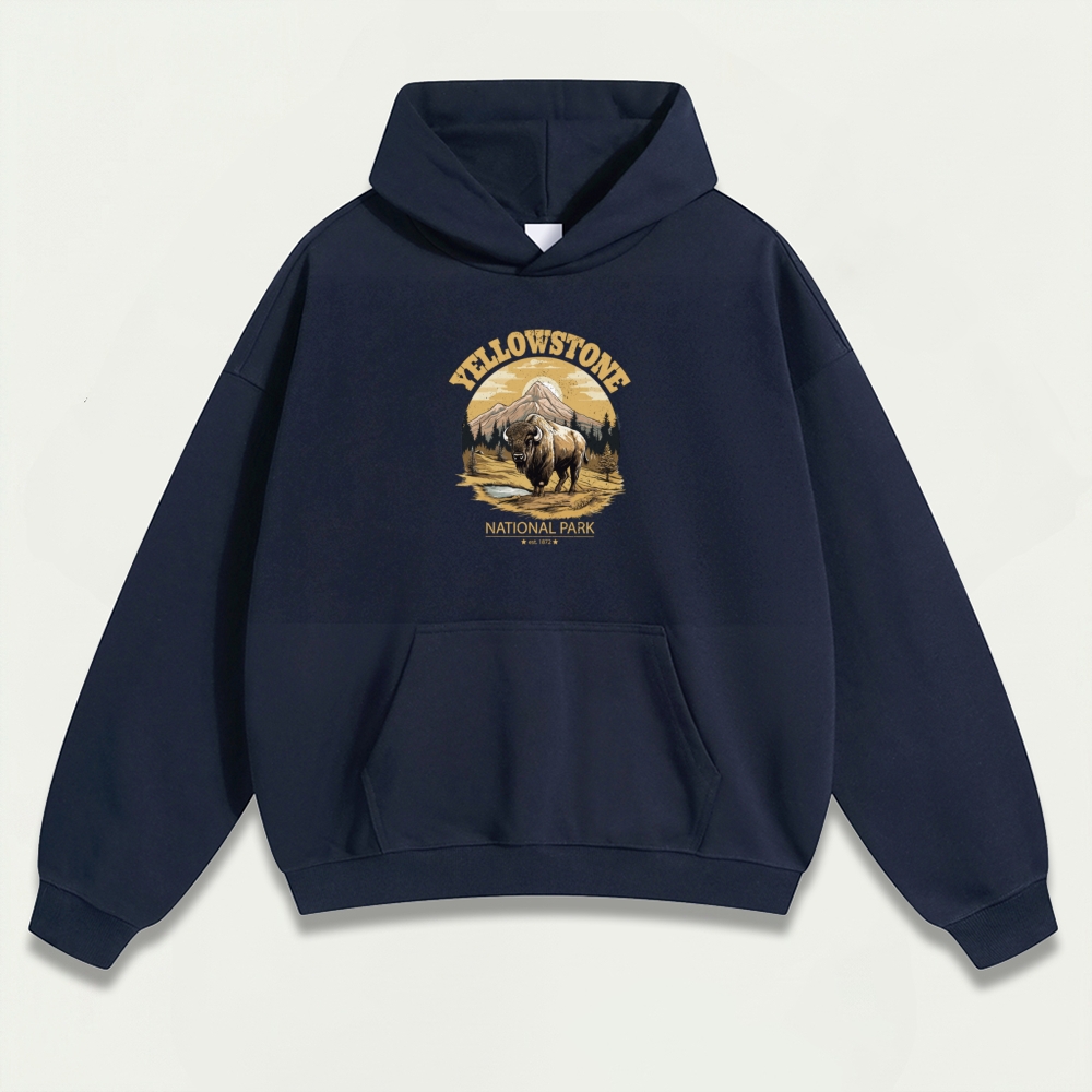 Yellowstone National Park Heavyweight Bison Hoodie-HikeVista