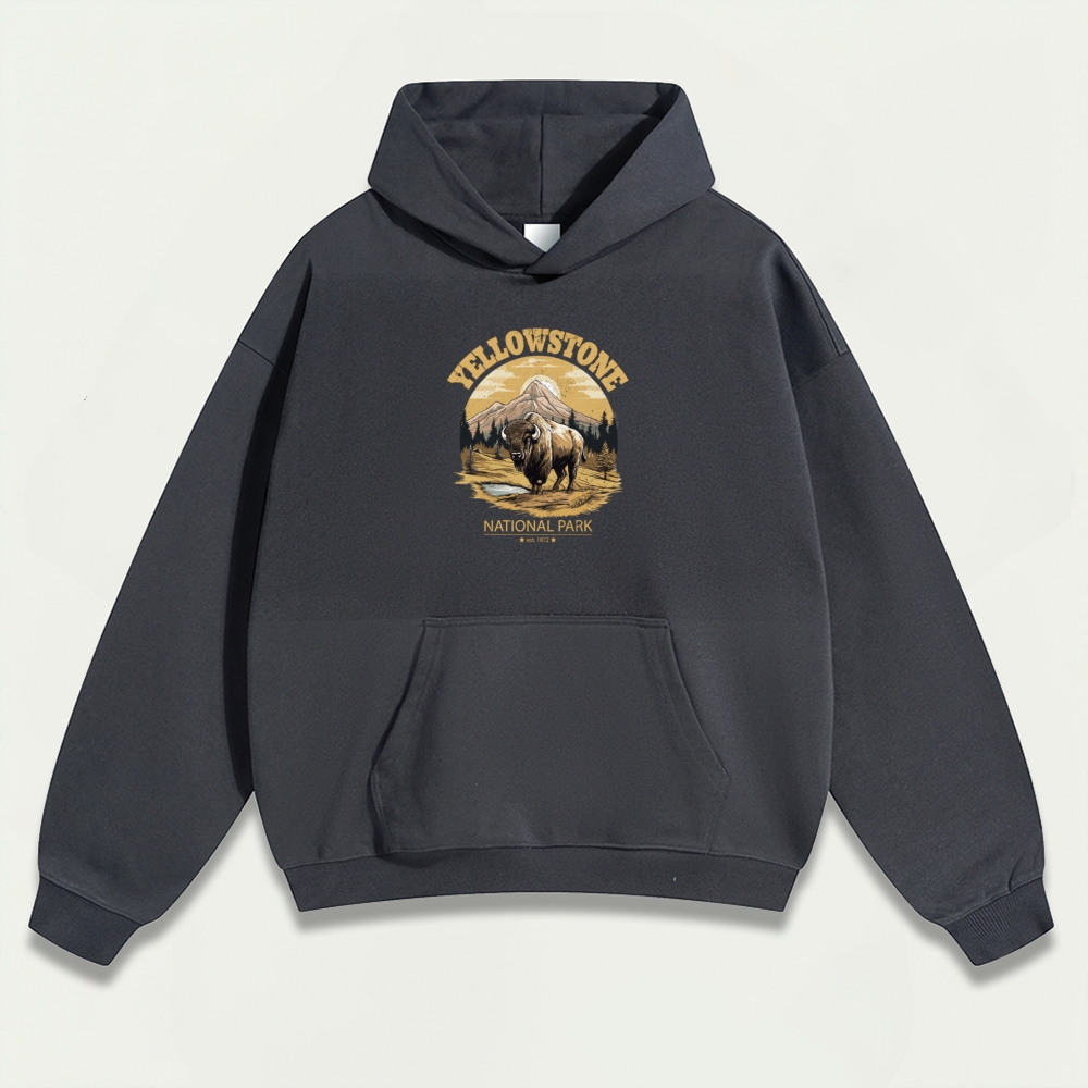 Yellowstone National Park Heavyweight Bison Hoodie-HikeVista