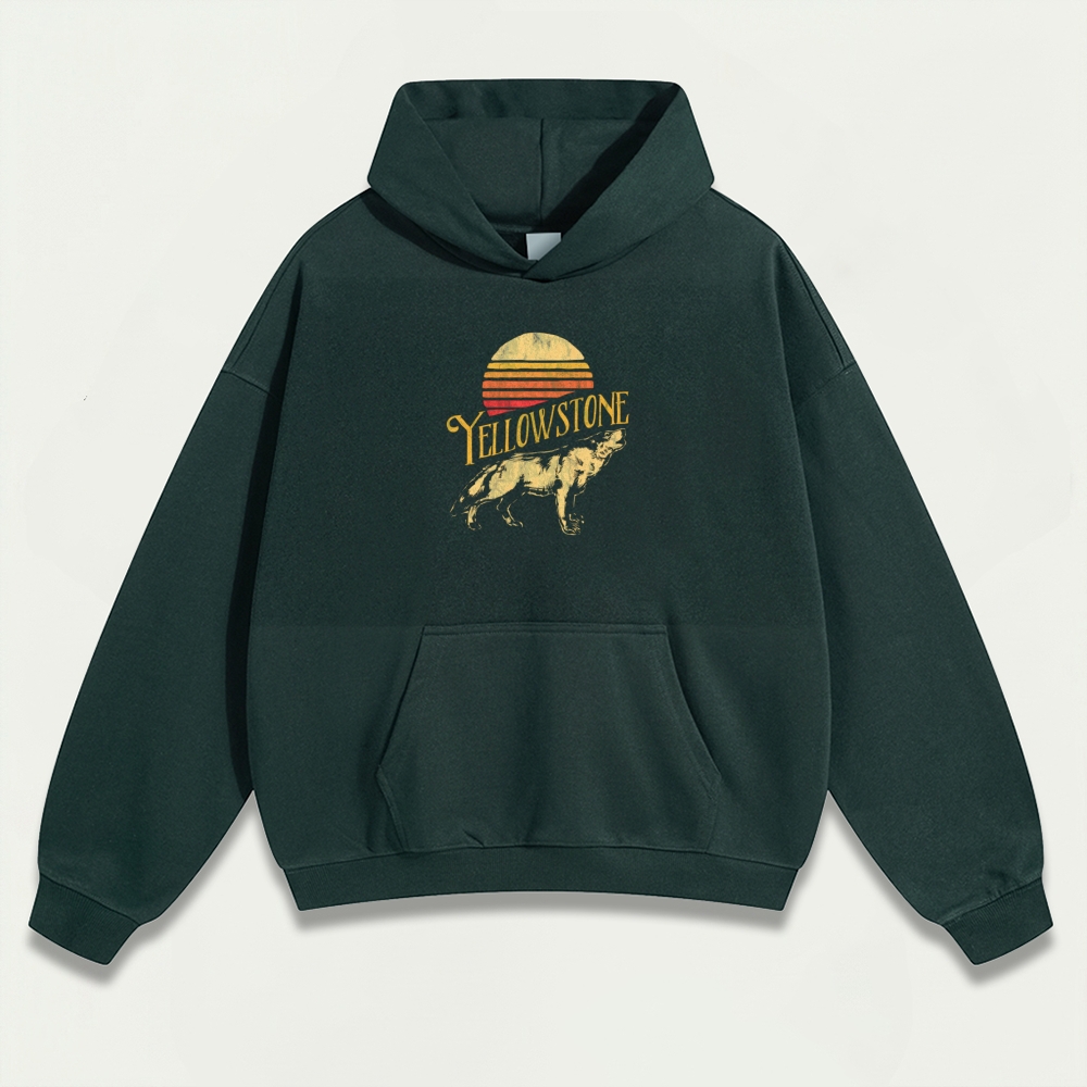 Yellowstone National Park Heavyweight Wolf Hoodie-HikeVista