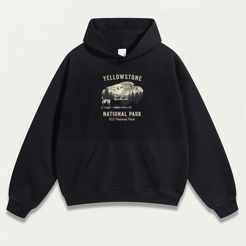 Yellowstone National Park Heavyweight Bison Hoodie-HikeVista