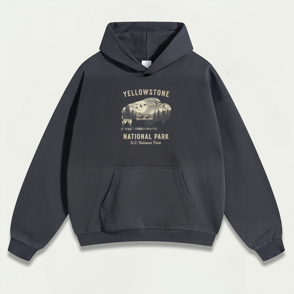 Yellowstone National Park Heavyweight Bison Hoodie-HikeVista