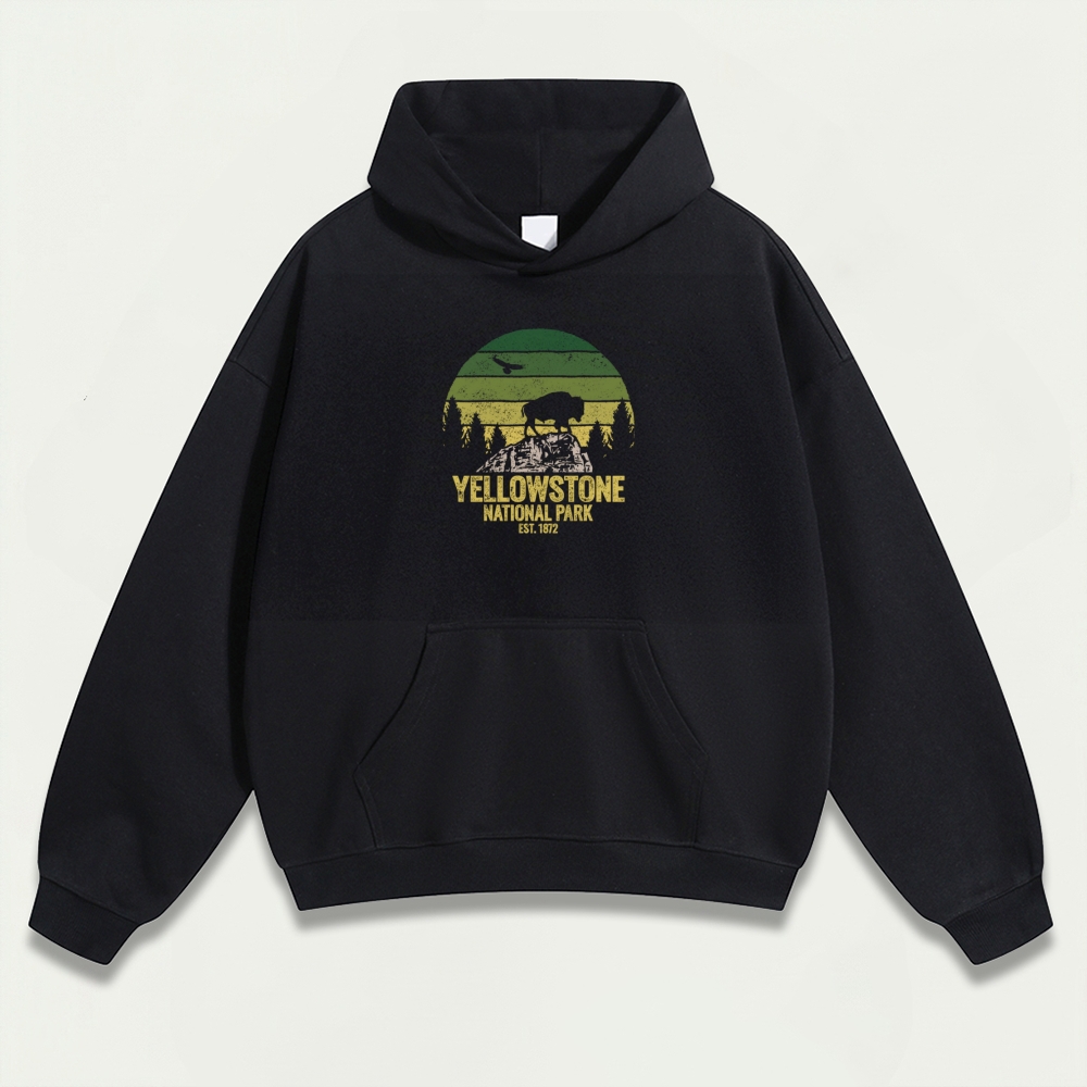 Yellowstone National Park Heavyweight Bison Hoodie-HikeVista