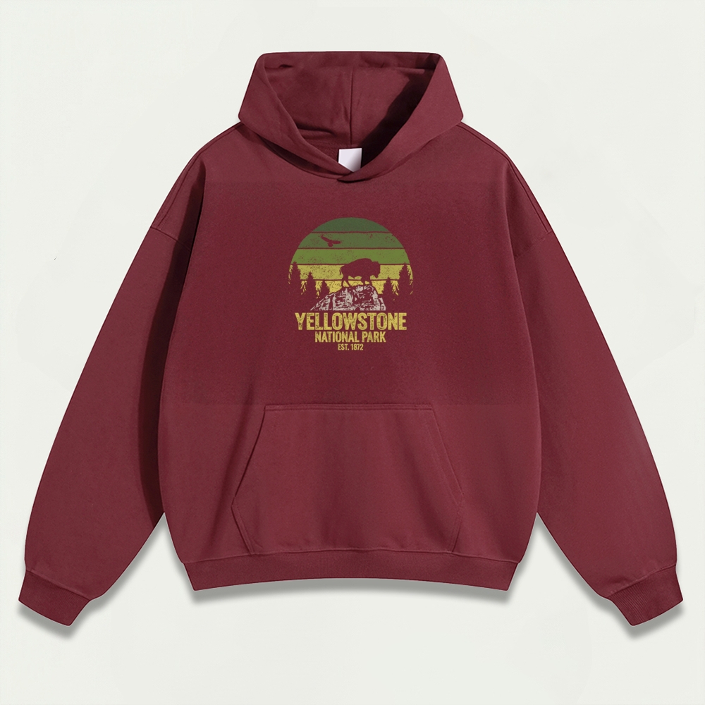 Yellowstone National Park Heavyweight Bison Hoodie-HikeVista