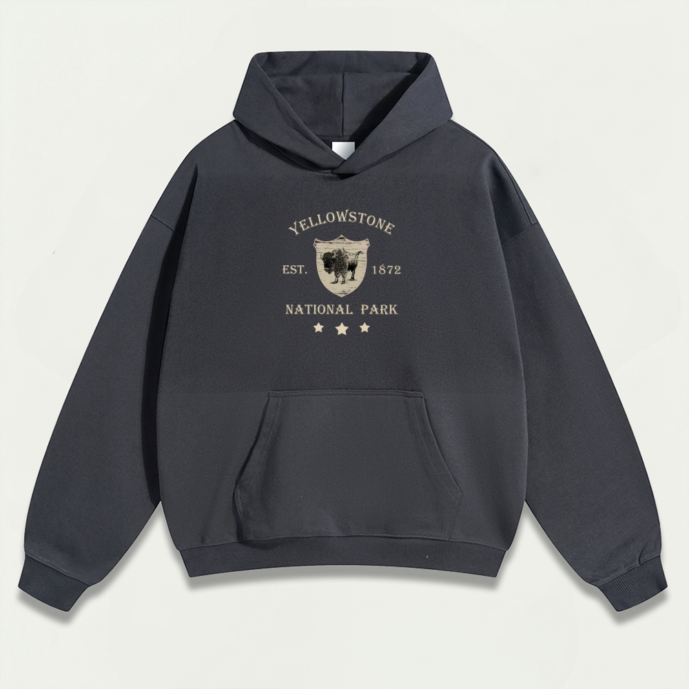 Yellowstone National Park Heavyweight Bison Hoodie-HikeVista