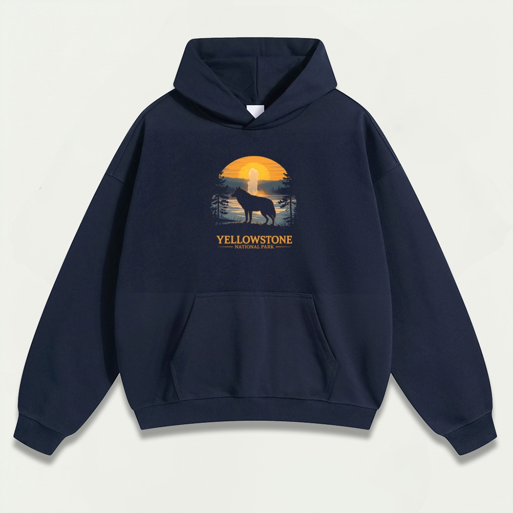 Yellowstone National Park Heavyweight Wolf Hoodie-HikeVista