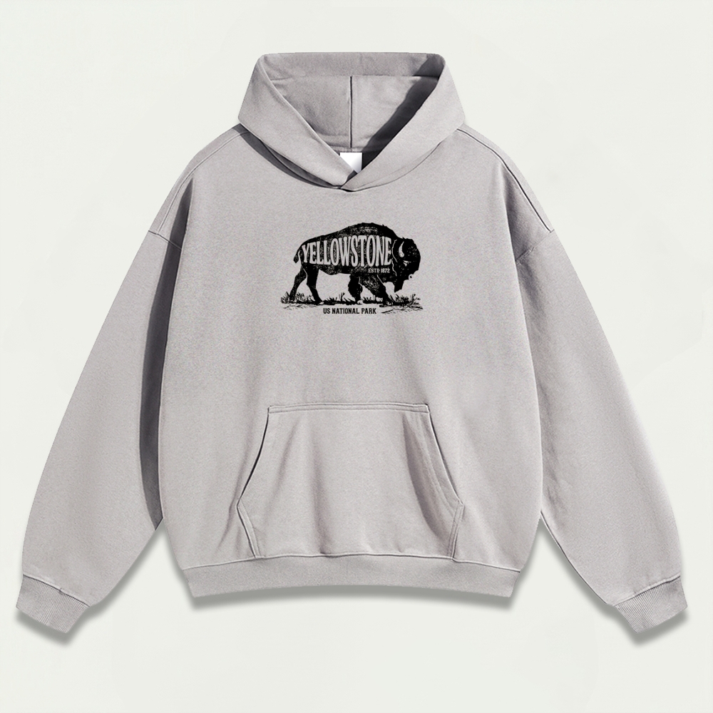 Yellowstone National Park Heavyweight Bison Hoodie-HikeVista