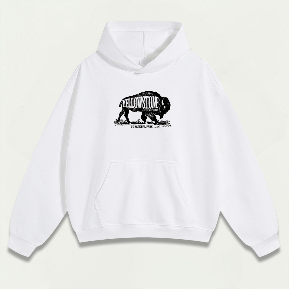 Yellowstone National Park Heavyweight Bison Hoodie-HikeVista