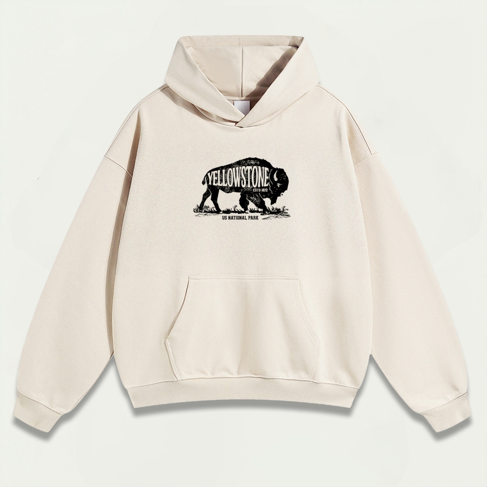 Yellowstone National Park Heavyweight Bison Hoodie-HikeVista