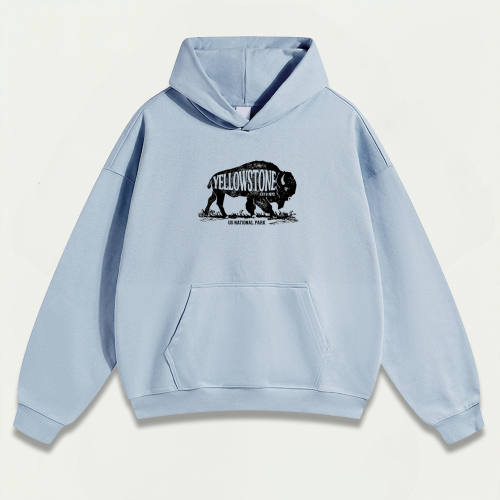 Yellowstone National Park Heavyweight Bison Hoodie-HikeVista