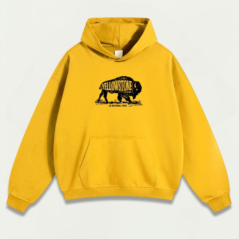 Yellowstone National Park Heavyweight Bison Hoodie-HikeVista