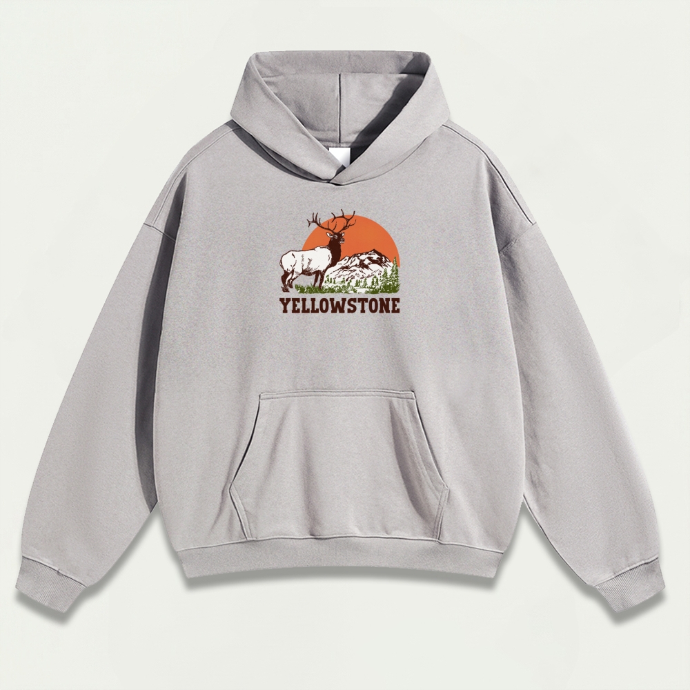 Yellowstone National Park Heavyweight Elk Hoodie-HikeVista