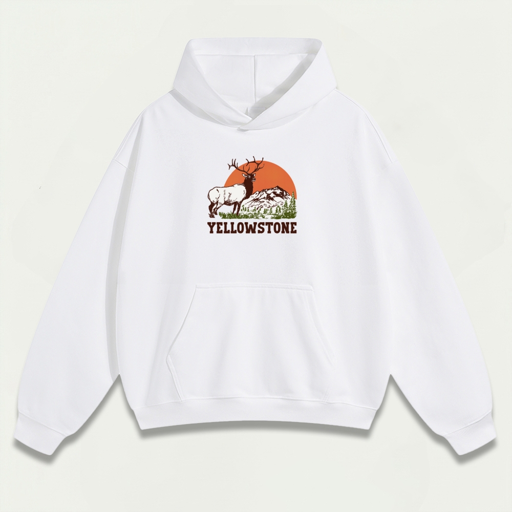 Yellowstone National Park Heavyweight Elk Hoodie-HikeVista