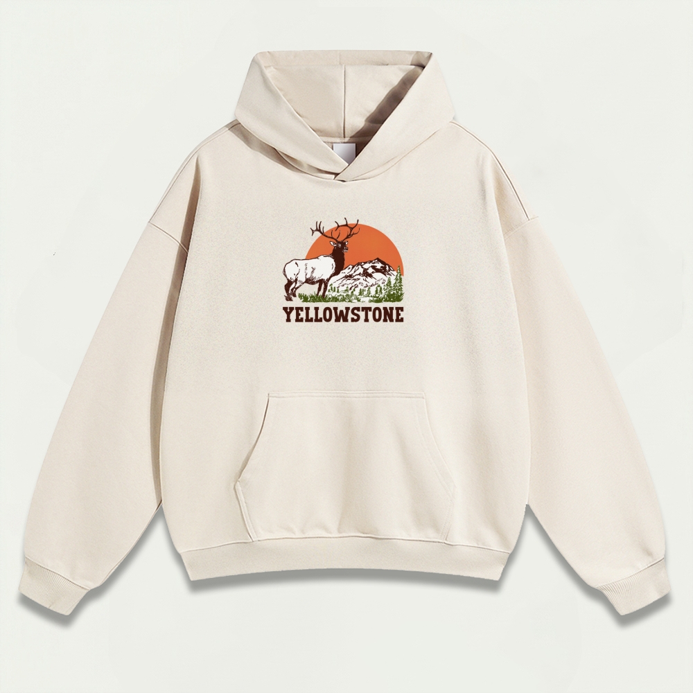 Yellowstone National Park Heavyweight Elk Hoodie-HikeVista