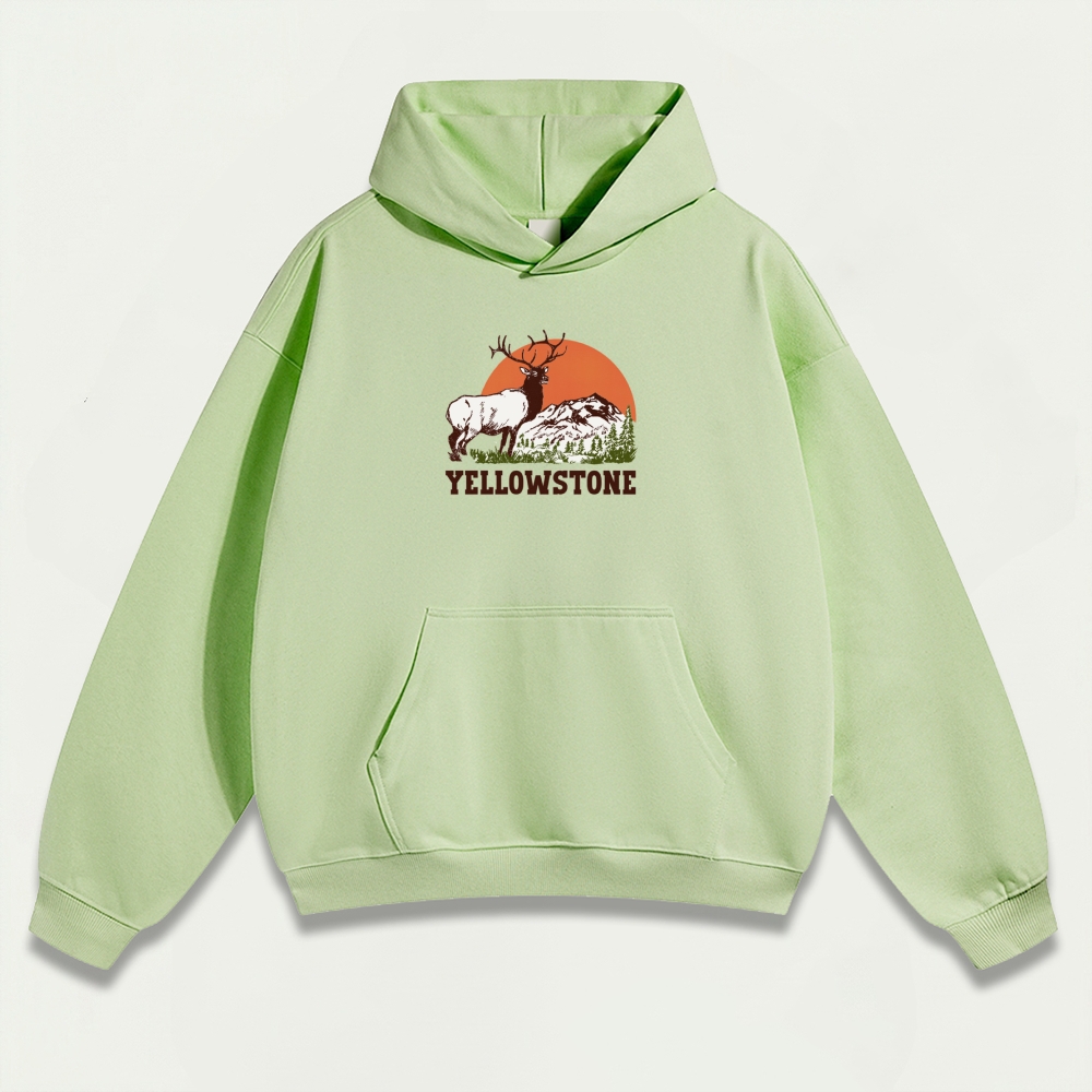 Yellowstone National Park Heavyweight Elk Hoodie-HikeVista