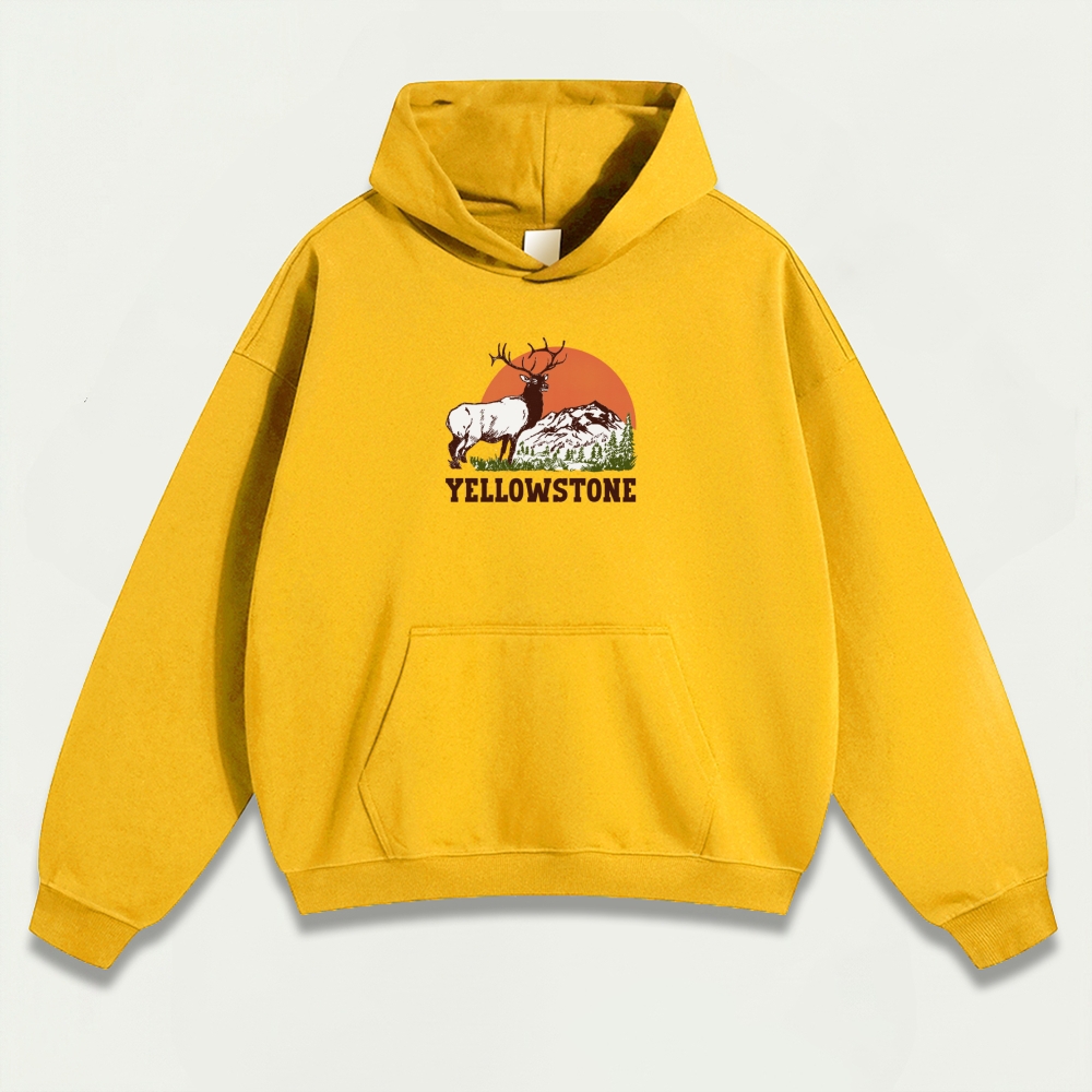 Yellowstone National Park Heavyweight Elk Hoodie-HikeVista