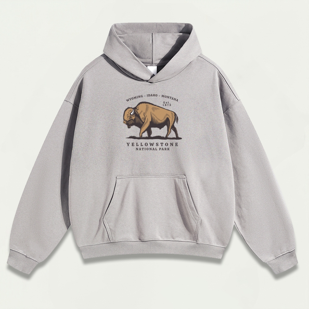 Yellowstone National Park Heavyweight Bison Hoodie-HikeVista