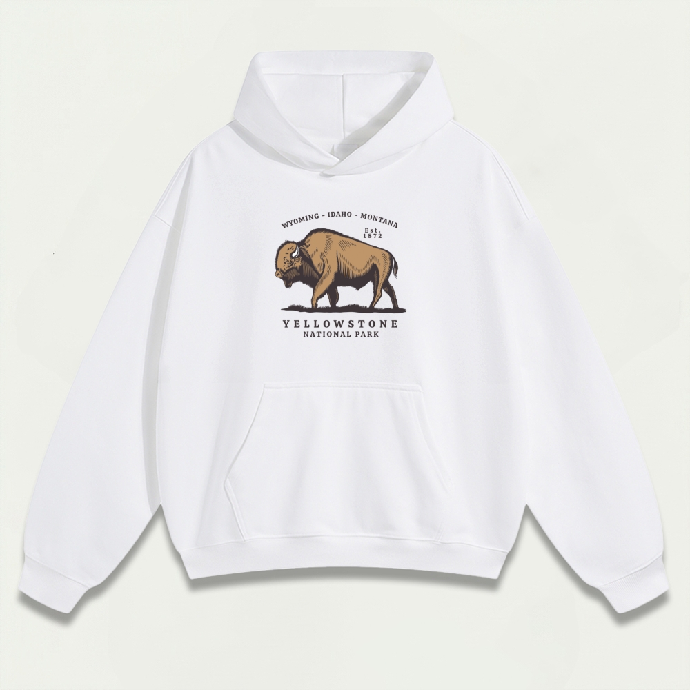 Yellowstone National Park Heavyweight Bison Hoodie-HikeVista