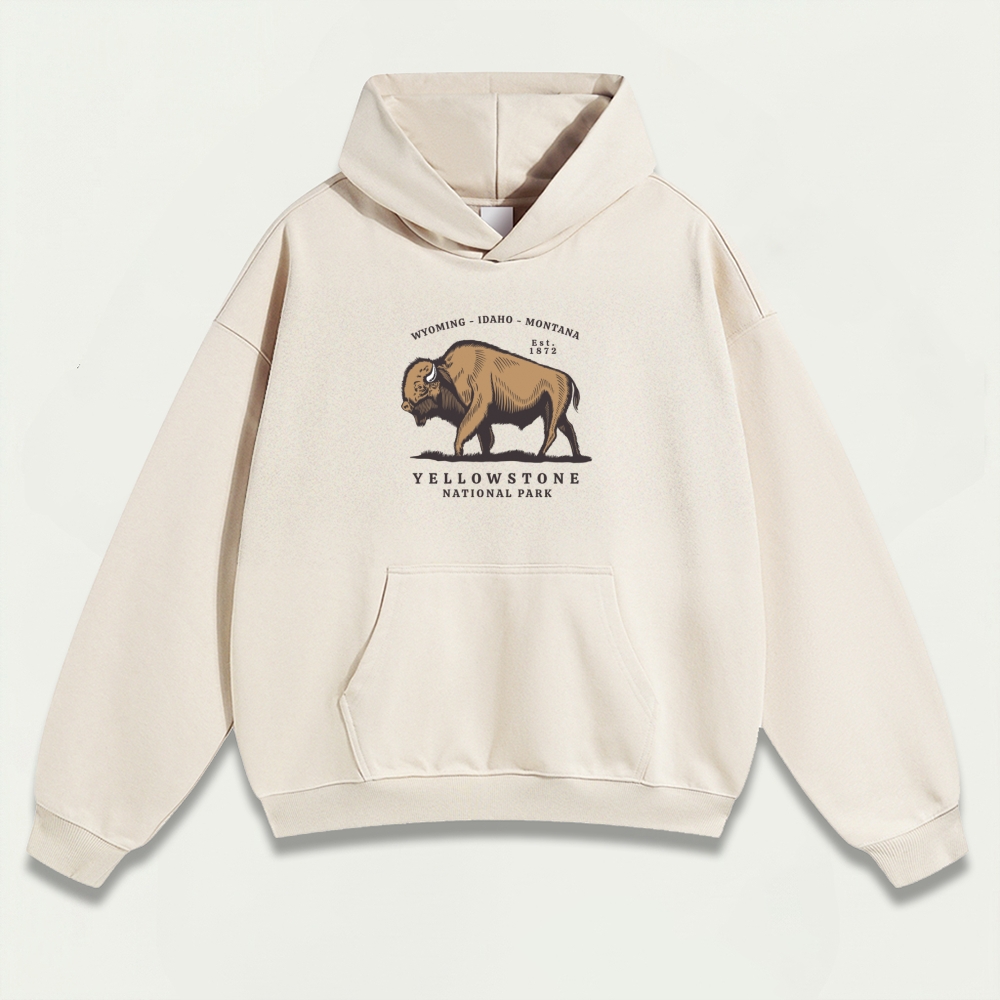 Yellowstone National Park Heavyweight Bison Hoodie-HikeVista
