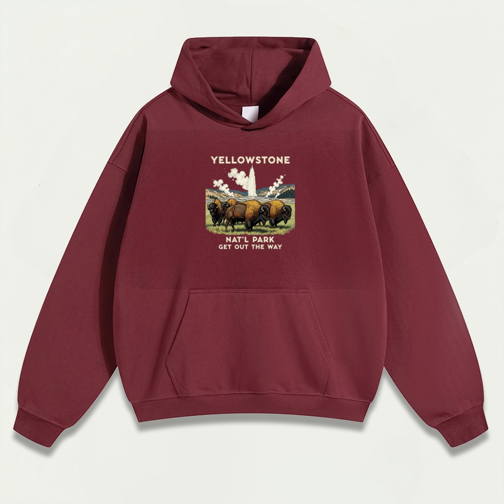 Yellowstone National Park Heavyweight Bison Hoodie-HikeVista