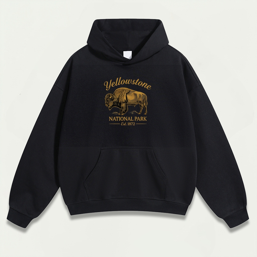 Yellowstone National Park Heavyweight Bison Hoodie-HikeVista