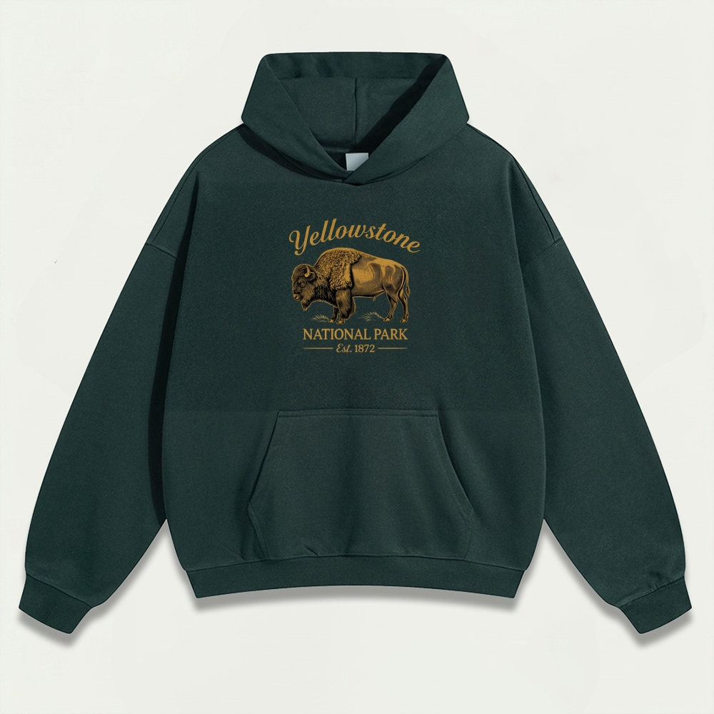 Yellowstone National Park Heavyweight Bison Hoodie-HikeVista