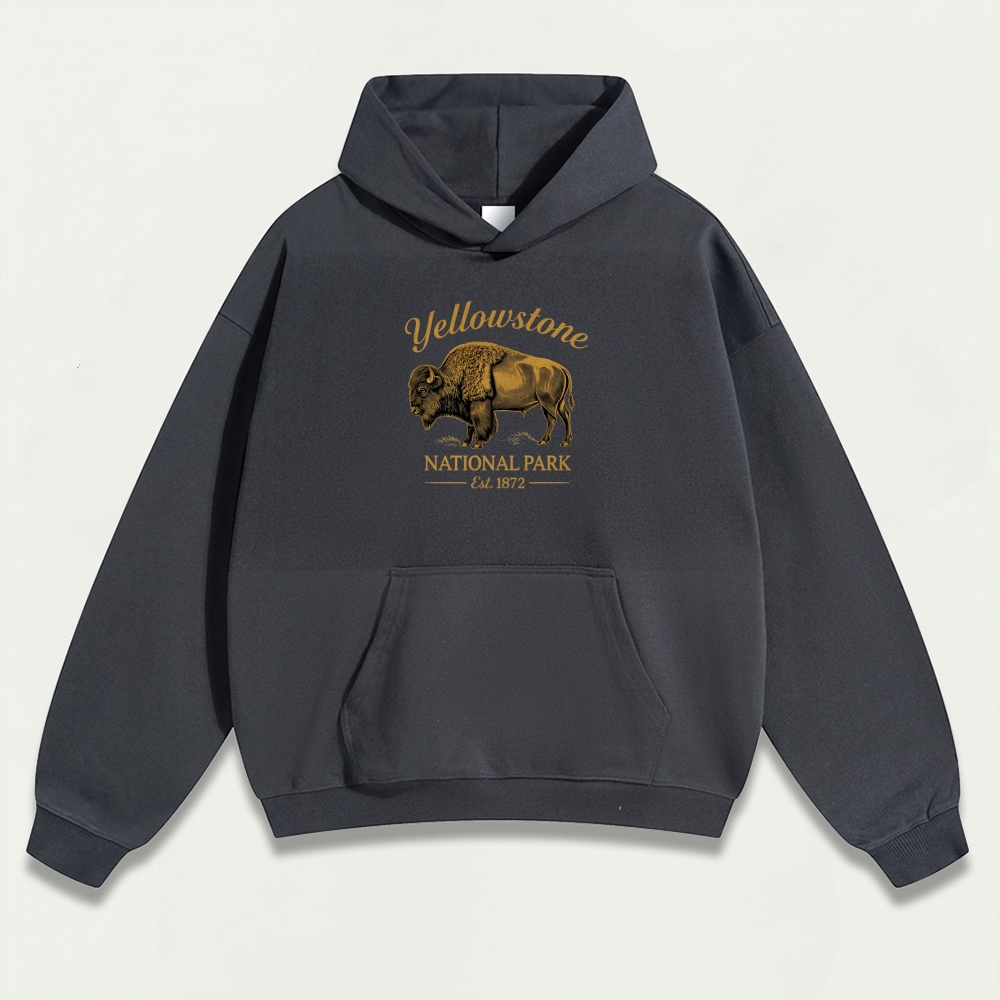 Yellowstone National Park Heavyweight Bison Hoodie-HikeVista
