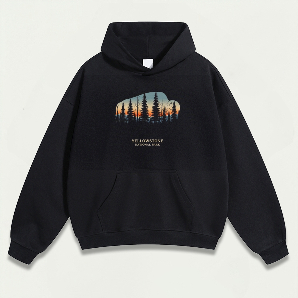 Yellowstone National Park Heavyweight Bison Hoodie-HikeVista