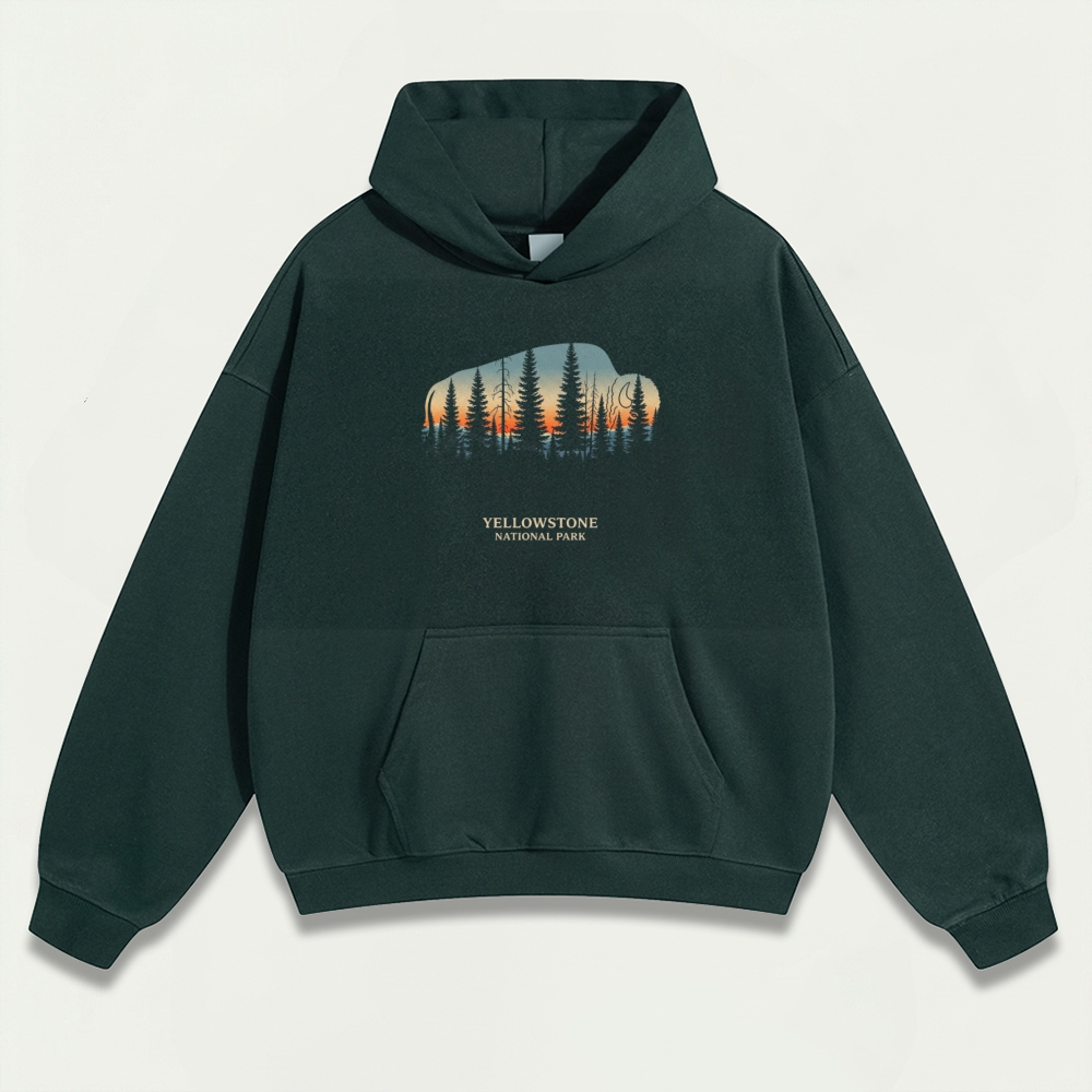 Yellowstone National Park Heavyweight Bison Hoodie-HikeVista