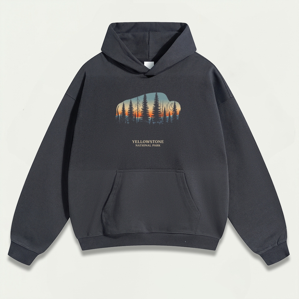 Yellowstone National Park Heavyweight Bison Hoodie-HikeVista