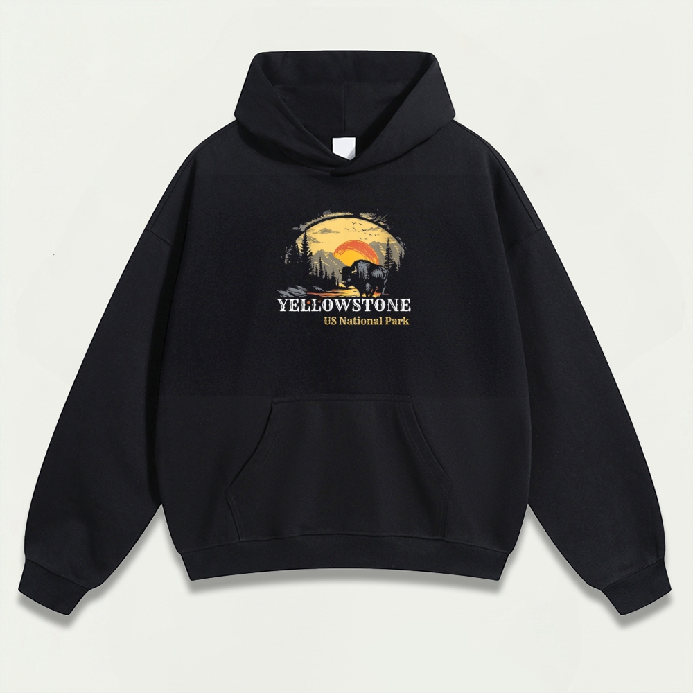 Yellowstone National Park Heavyweight Bison Hoodie-HikeVista