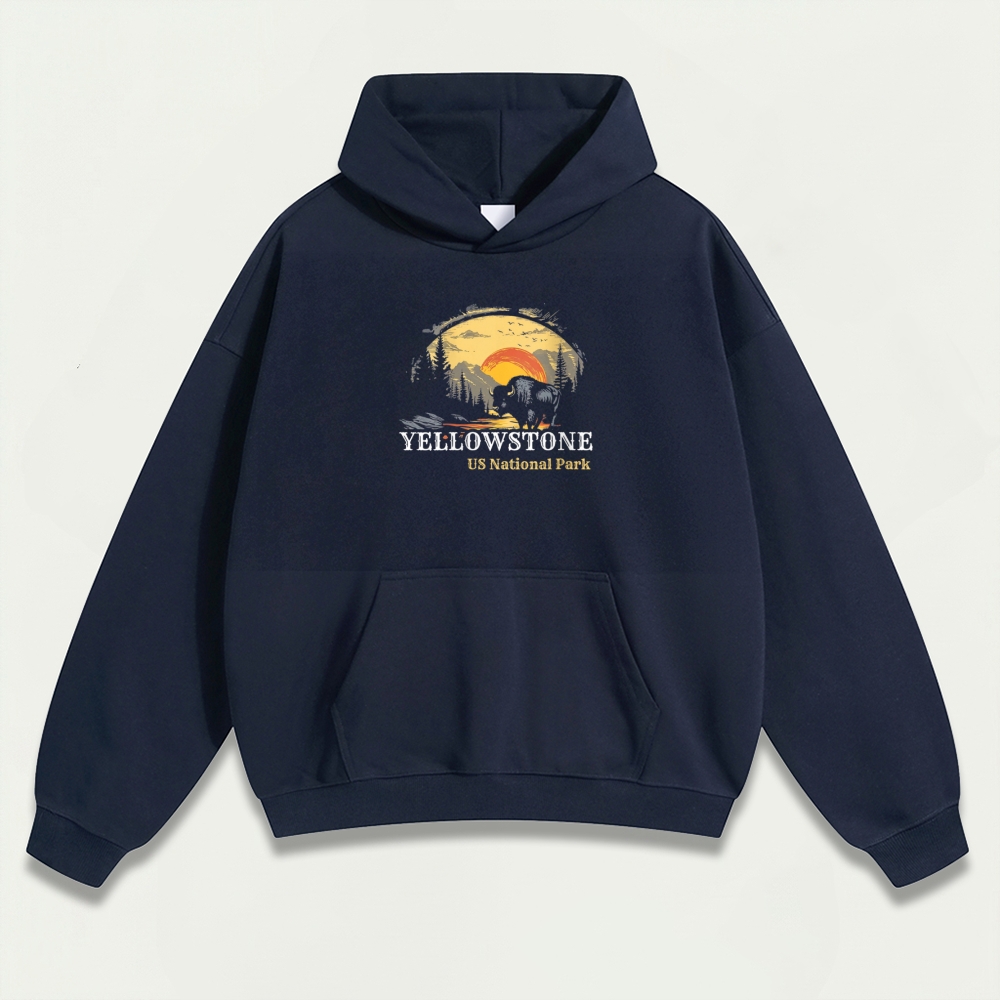 Yellowstone National Park Heavyweight Bison Hoodie-HikeVista