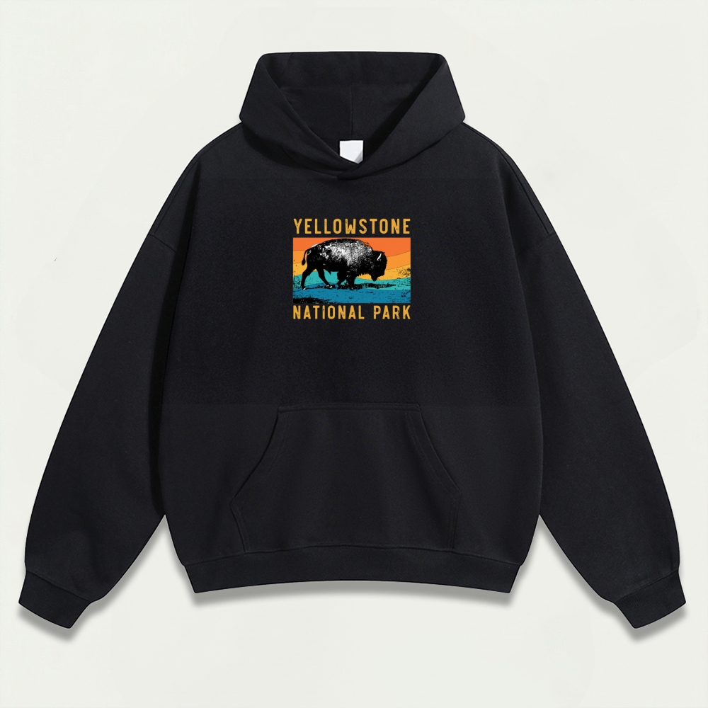 Yellowstone National Park Heavyweight Bison Hoodie-HikeVista