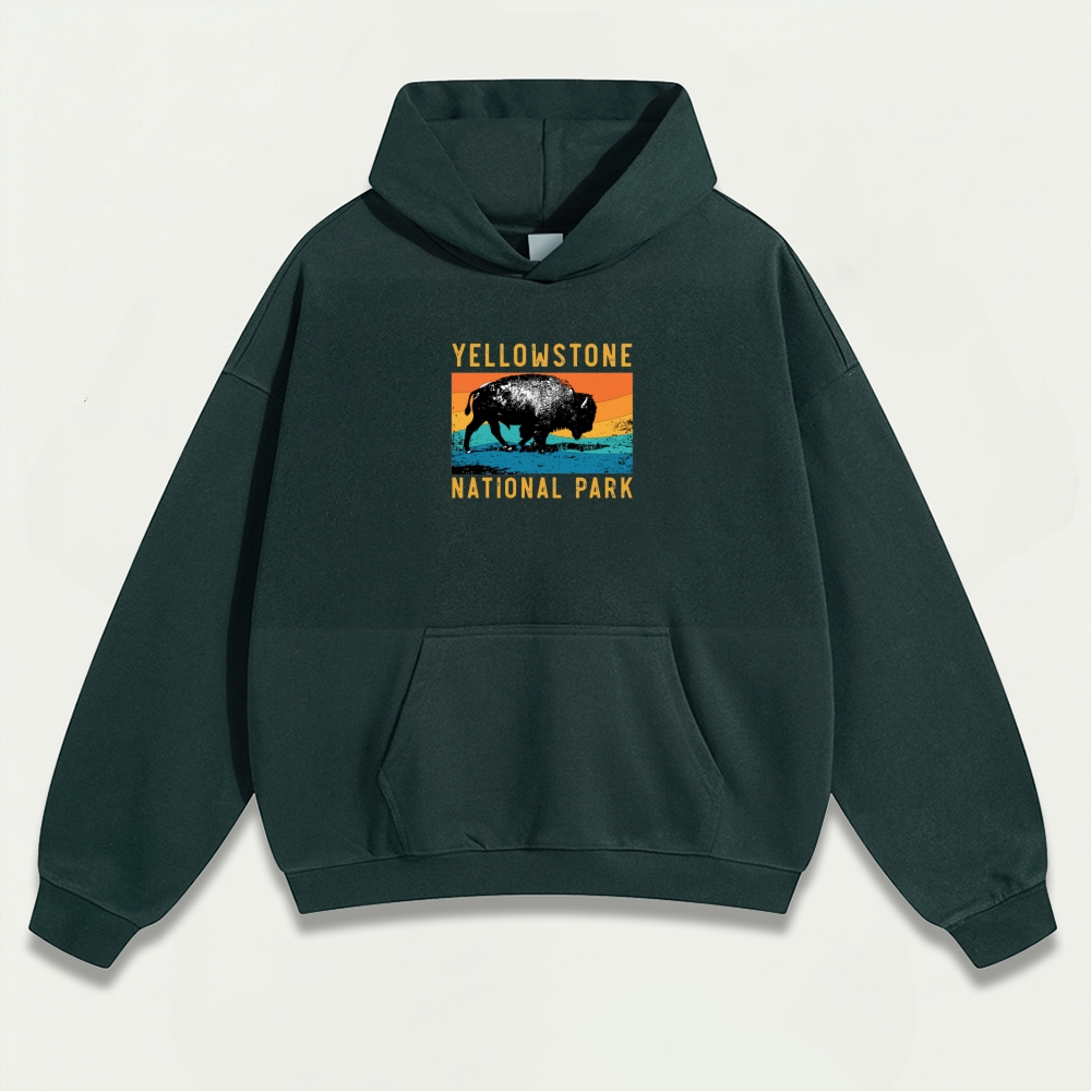 Yellowstone National Park Heavyweight Bison Hoodie-HikeVista