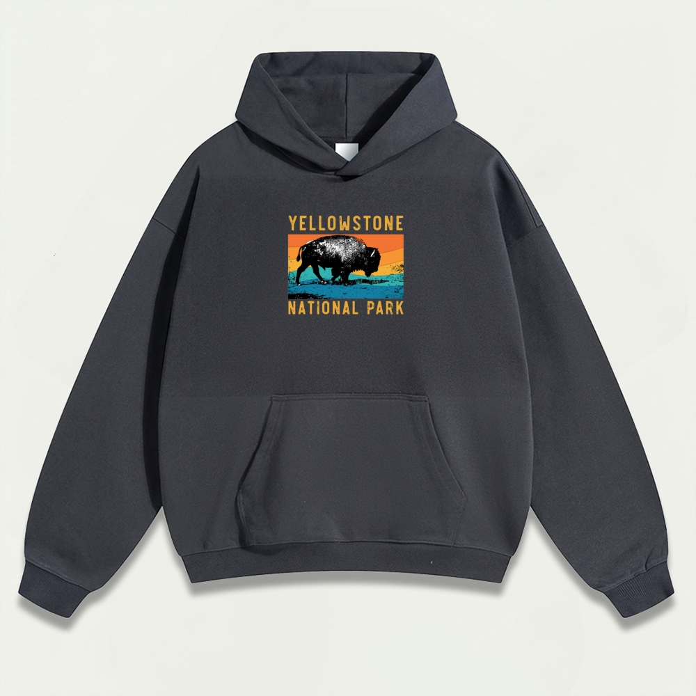 Yellowstone National Park Heavyweight Bison Hoodie-HikeVista