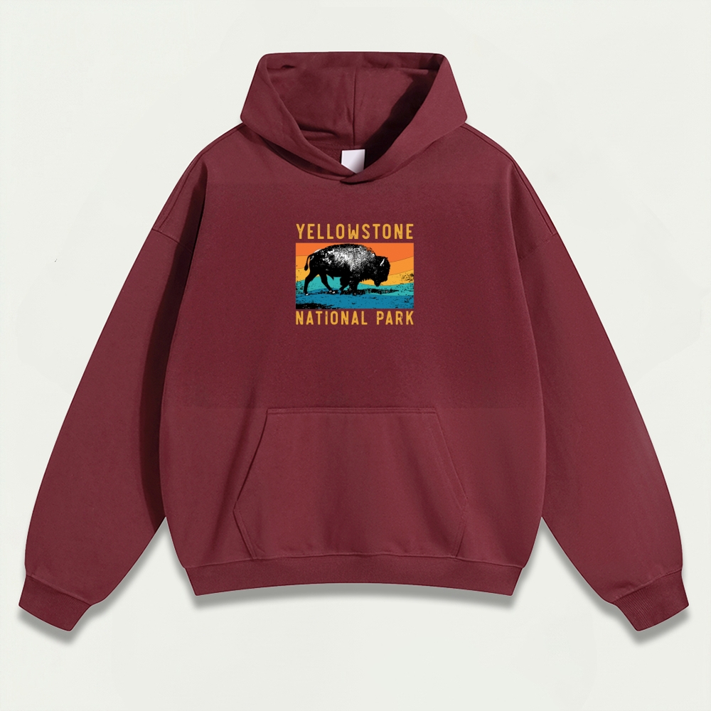 Yellowstone National Park Heavyweight Bison Hoodie-HikeVista