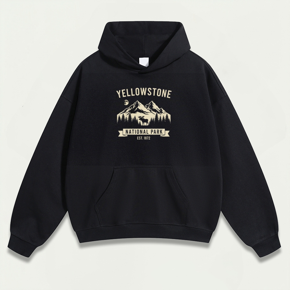 Yellowstone National Park Heavyweight Elk Hoodie-HikeVista